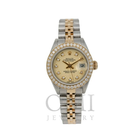 Rolex Oyster Perpetual Ladies Diamond Watch, DateJust 6916 26mm, Champagne Diamond Dial With 1.8 CT Diamonds, Rolex, Adult, Male