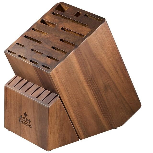 Bloque de cuchillos ENOKING de madera de acacia universal con 25 ranuras