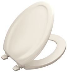 White Kohler Stonewood Molded-wood Round-front Toilet Seat 