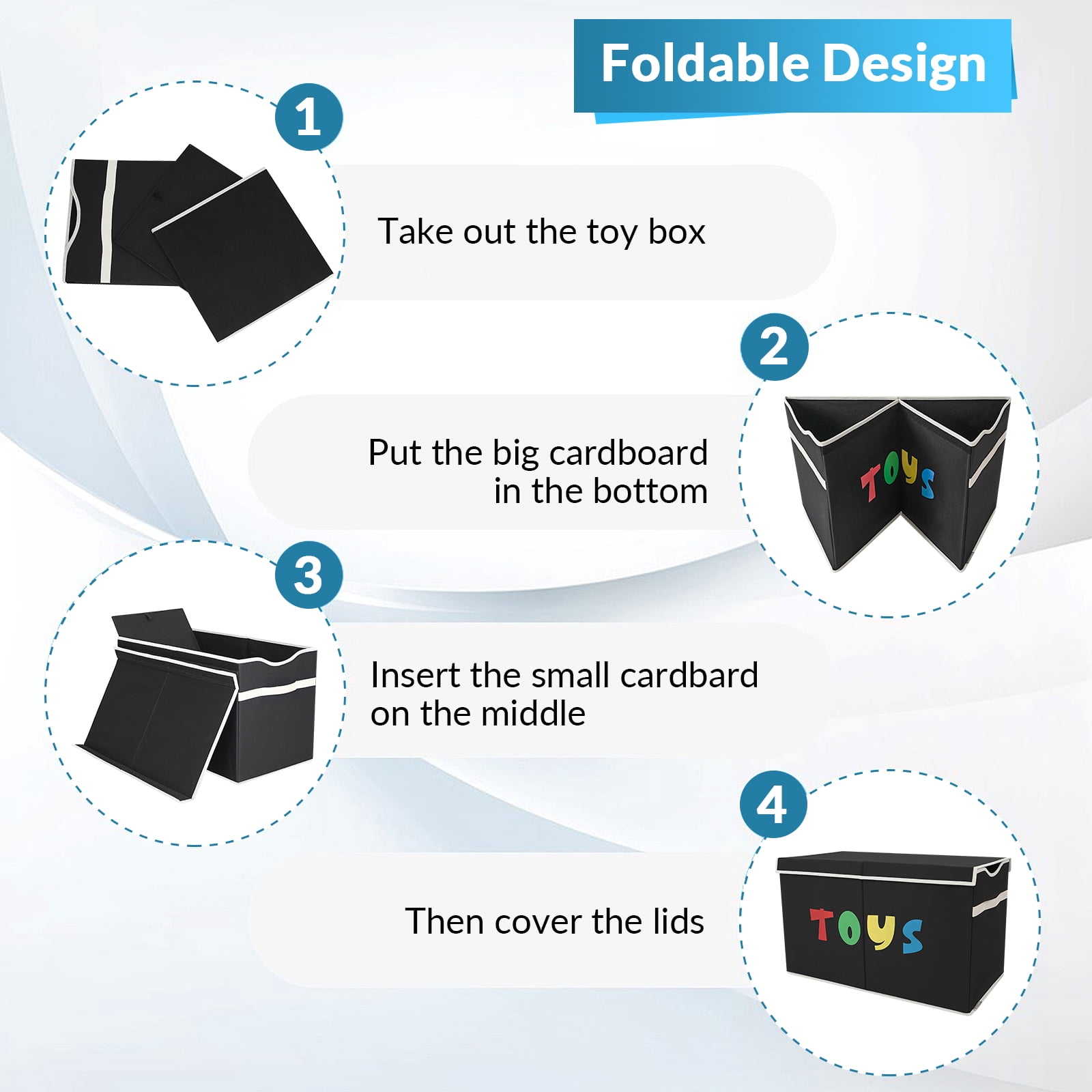 VICTORICH Extra Large Child Collapsible Toy Storage Fabric 32 gal Kids Room Toy Chests, Black