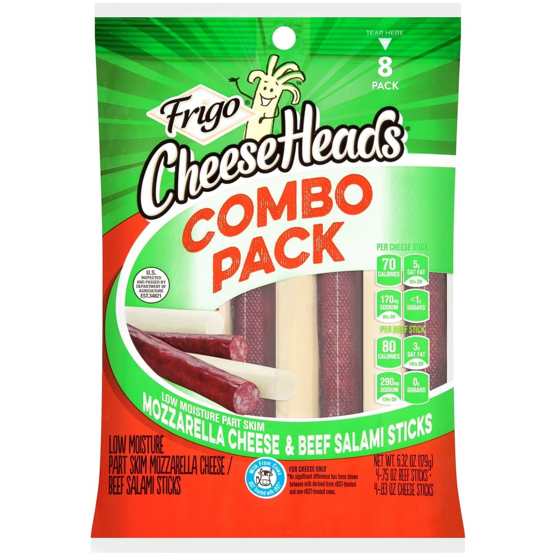Frigo Cheese Heads Mozzarella Cheese & Salami Sticks, 6.3 oz, 8 Count