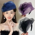 thumbnail image 2 of Mightlink Retro Hairband Women Wedding Headpiece Beads Mesh Decor Heightened Hair Hoop Prom Headband, 2 of 7