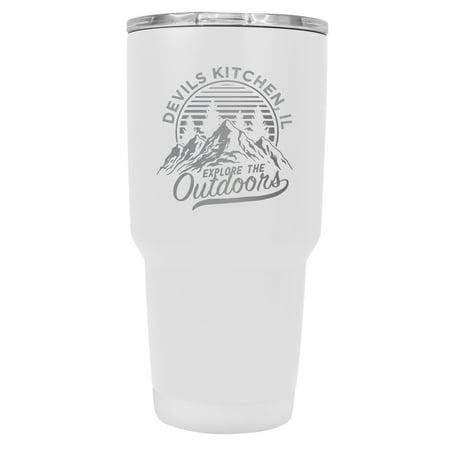 

Devils Kitchen Illinois Souvenir Laser Engraved 24 oz Insulated Stainless Steel Tumbler White White.