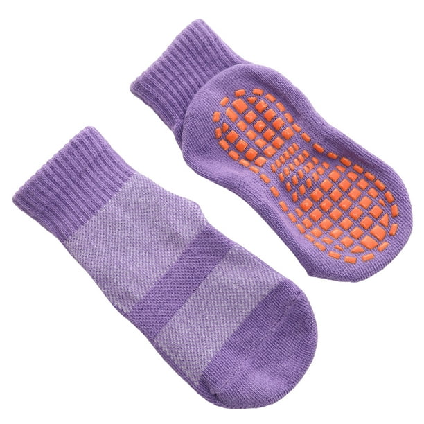 3 Pairs Non-slip Floor Socks Practical Children Cotton Trampoline Sock  Dispensing Sports Socks for Kids-M Size (Lavender, Fit for 5-11 Years Old)  