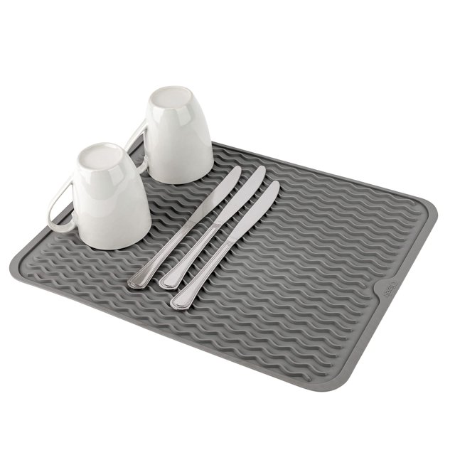 Oizeir Tapete de silicona para secar platos - Orificio de drenaje Antideslizante Resistente al calor Plegable. Ideal para platos, fregadero de cocina, encimera, frigorífico, cajón o salvamanteles para