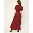 thumbnail image 4 of Moomaya Solid Rayon Short Sleeve Fit & Flare Dress - V Neck Summer Dress, 4 of 9