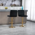 thumbnail image 3 of Bar Stools Set of 2, Bar Stools with Back and Footrest Counter Height Dining Chairs, Adjustable Barstools  for Kitchen Island Dining Room Home Bar, Gold Base, Black, 3 of 9