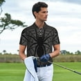 thumbnail image 3 of Rateoe Black Spider On Web 1 Pattern Men's Short Sleeve Polo Shirts, Golf Polo Shirts Short Sleeve Performance Moisture Wicking Dry-Small, 3 of 6
