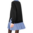 thumbnail image 4 of Long Sleeve Patchwork Women Collared V Neck Sweatshirt Dress, 4 of 6