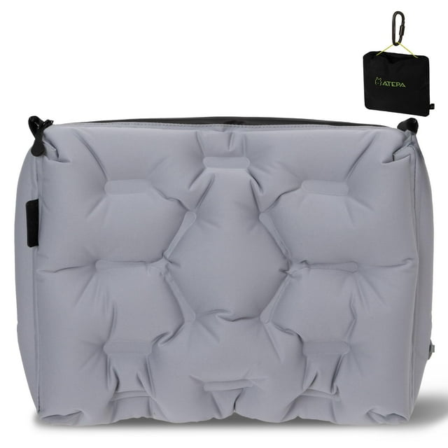 Almohadilla de asiento de viaje ATEPA inflable para cuello y soporte lumbar