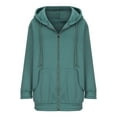 thumbnail image 4 of jtjvou Hooded Long Sleeve Zippered Jacket Women's Casual Coat Soft Comfortable Everyday Wear Stylish Blouse Suitable for Fall Winter and Spring Activities Green M, 4 of 6