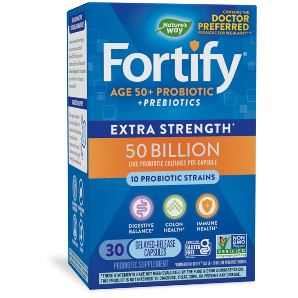 Nature S Way Fortify Extra Strength 50 Daily Probiotic 50 Billion 10 Strains 30 Capsules Walmart Com Nature S Way Fortify Extra Strength 50 Daily Probiotic 50 Billion 10 Strains 30 Capsules Walmart Com