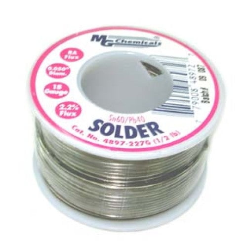 "MG Chemicals 60/40 Rosin Core Leaded Solder, 0.05"" Diameter, 1/2 lbs Spool" (4897-227G)
