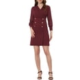 thumbnail image 2 of Allegra K Women's Elegant V Neck Sheer Contrast Button Decor A-Line Dress, 2 of 5