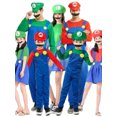 thumbnail image 2 of Disfraz de Super Luigi Brothers para adultos, mono con barba, sombrero y mochila, disfraz de Halloween, 2 of 5