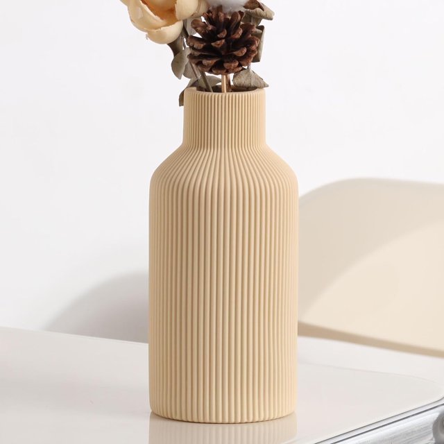 Jarrón de cerámica con flores, decoración minimalista moderna de granja, pequeño jarrón bohemio para hierba de pampa, mesa, estantería, repisa, decoración de entrada y centros de mesa (8 pulgadas,