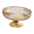 thumbnail image 1 of Frutero con pedestal, cesta de frutas, decoración, elegante huevera, ensaladera, aperitivos, fruta. Borde áureo ámbar, 1 of 9