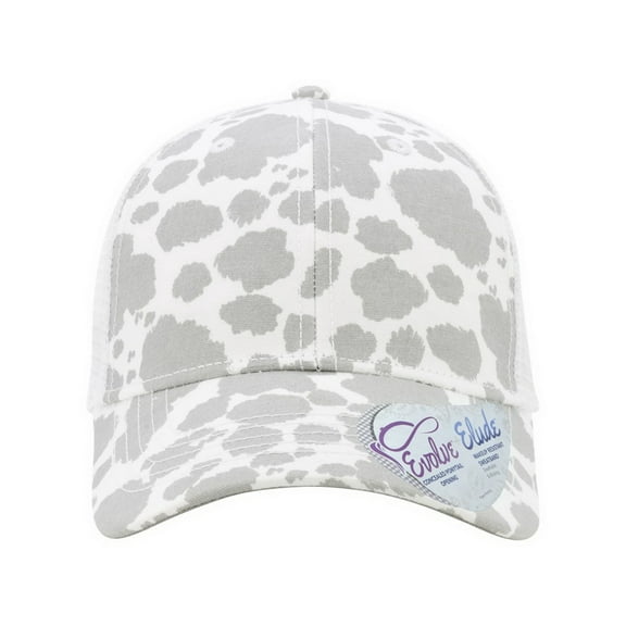 Infinity Her CHARLIE Women's Modern Trucker Cap-Grey Cow/ White