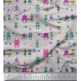 thumbnail image 1 of Soimoi Poly Georgette Fabric Cartoon Machine & Gear Parts Hardware Printed Fabric 1 Yard 52 Inch Wide, 1 of 3