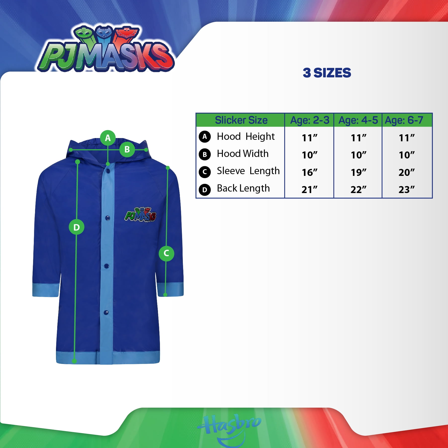 Hasbro PJ Masks Kids Umbrella with Matching Rain Poncho for Boys Ages 2-7