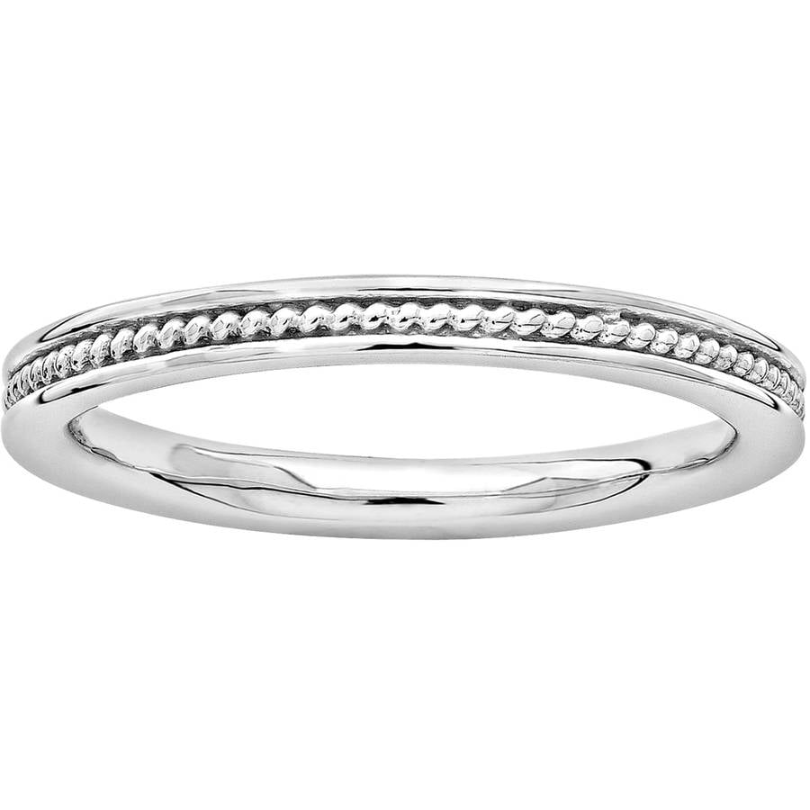 Beautiful Sterling Silver Stackable Expressions Rhodium Channeled Ring 