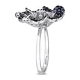 thumbnail image 3 of 1.61 Carat (Ctw) Blue Sapphire Flower Cluster Ring in 14K White Gold with Diamonds 1/4 carat (Ctw) for Women, 3 of 6