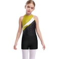 thumbnail image 2 of iiniim Kids Girls Sleeveless Gymnastic Leotard with Athletic Shorts Hair Scrunchie Biketard Dance Outfits Tracksuit Yellow&Black 10, 2 of 7