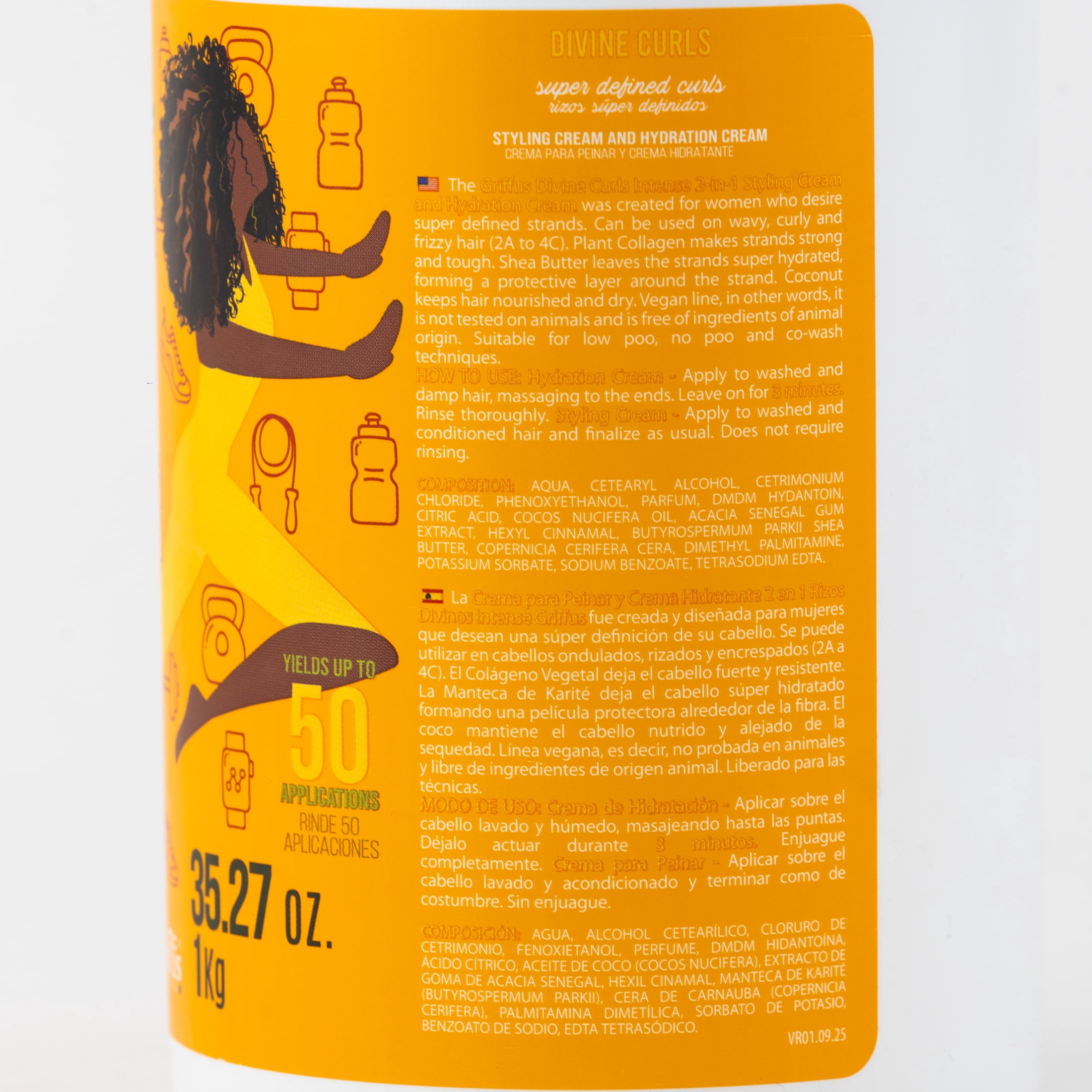 (6 pack) Griffus 2in1 Intense Styling Cream for Divine Curls 35.27oz/1Kg - Yields Up to 50 Applications