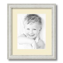 ArtToFrames 12x14 Matted Picture Frame with 8x10 Single Mat Photo Opening Framed in 1.25 Off White Wash on Ash and 2 Oyster Mat (FWM-4098-12x14)