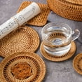 thumbnail image 2 of Farfi Practical Anti-slid Place Mat Good Woven Handmade Rattan Dinner Mat for Home (Type 1,13cm), 2 of 13