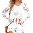 thumbnail image 4 of Women Summer Boho Tops Sheer Crochet Coverup Beach Bathing Swimsuit Cover Ups Shrugs Crop Swimwear Outfits, 4 of 5