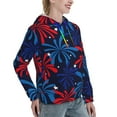 thumbnail image 6 of Fotbe Red White Blue Fireworks Pattern Womens Long Sleeve Hoodie, Pullover Hooded Sweatshirt, Kangaroo Pocket Hoodie with Eye-catching Drawstrings-XX-Large, 6 of 7