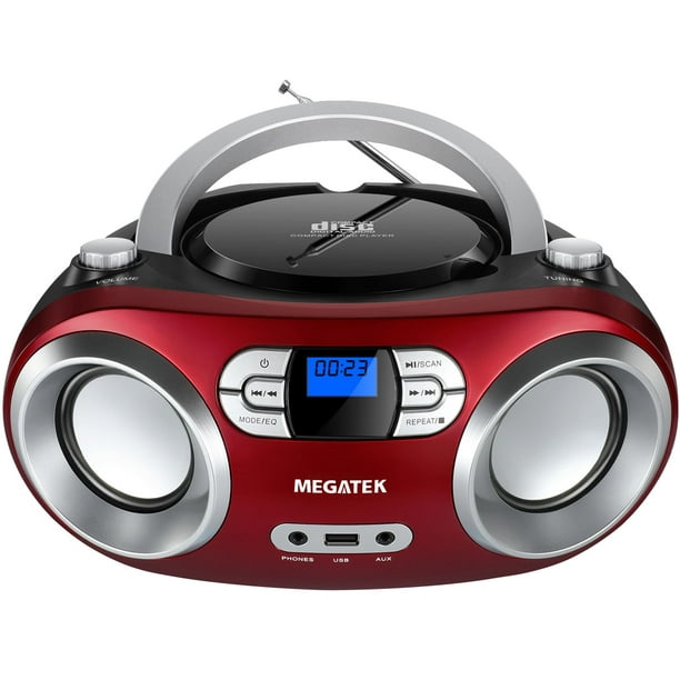 Caja de CD portátil MEGATEK CB-M25BT Bluetooth - Rojo cereza