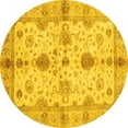 thumbnail image 1 of Ahgly Company Indoor Round Oriental Yellow Traditional Area Rugs, 7' Round, 1 of 4