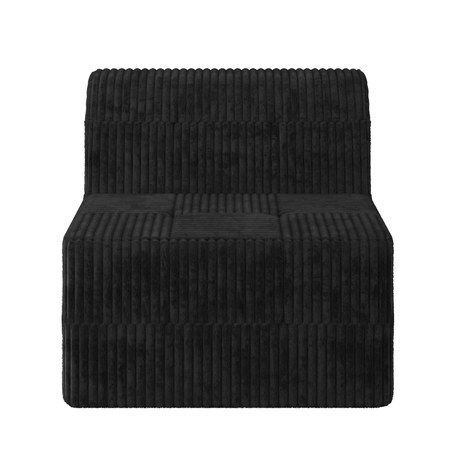 Demi Bonn 130" U-Shaped Modular Sectional Sofa, Modern Minimalist Style DIY Compressed Corduroy Couch for Living Room & Bedroom, Black