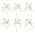 thumbnail image 1 of Unique Bargains 8' Pull Bows Gift Wrapping Pull Bow Gold Thread Style Baskets Present Bows Knot Ribbon White 100 Pcs, 1 of 6