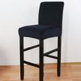 thumbnail image 4 of Velvet Counter Stool Pub Chair Covers,Stretch Soft Height Bar Stool Slipcovers Removable Washable Anti-Dust Chair Protectors for Kitchen Cafe Barstool-1 Pcs-Navy blue, 4 of 6