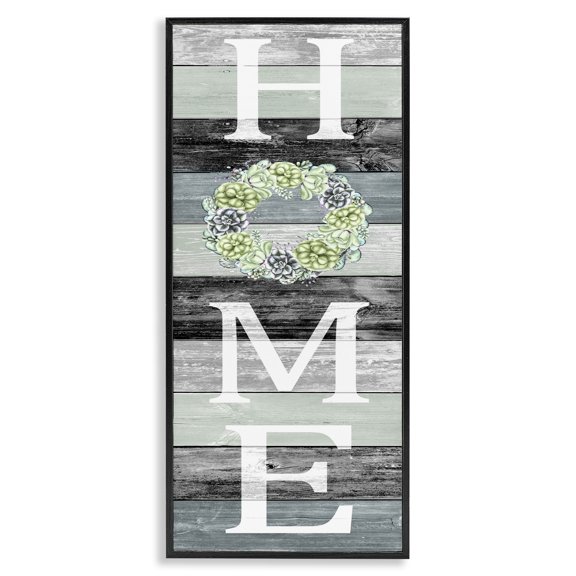 Stupell Industries French Country Welcome Home Succulent Accent Black Framed Giclee Art, 10 x 24, by Kim Allen