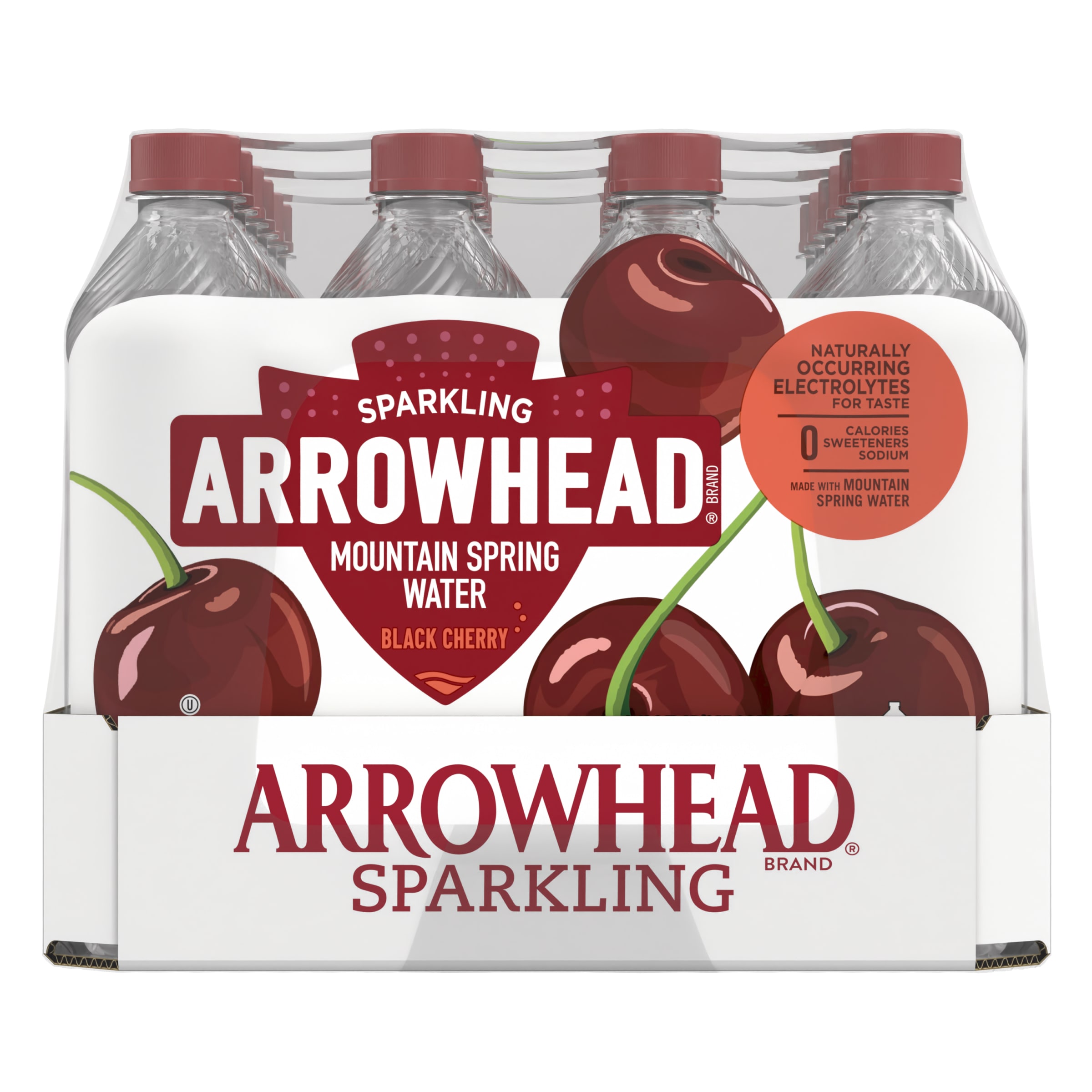 Arrowhead Sparkling Water, Black Cherry, 16.9 oz. Bottles (24 Count)