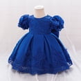 thumbnail image 5 of Baby Girl Elegant Lace Dress Toddler Princess Party Gown with Puff Sleeves Embroidered Detailing for Infant Birthday and Formal Events, 5 of 5