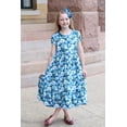 thumbnail image 4 of Millie Loves Lily Girls Teal Floral Hi-Low Midi Dress, Big Girls Size 8, 4 of 4