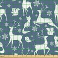 thumbnail image 2 of Ambesonne Deer Fabric by the Yard Upholstery, Pattern of Animals Snowflakes, 5 Yards, Slate Blue and White, 2 of 5