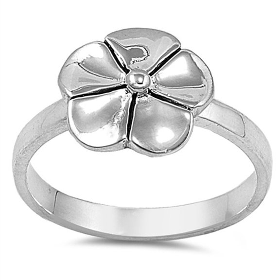 Tropical Flower Hawaiian Plumeria Ring .925 Sterling Silver Band Jewelry Female Male Unisex Size 8