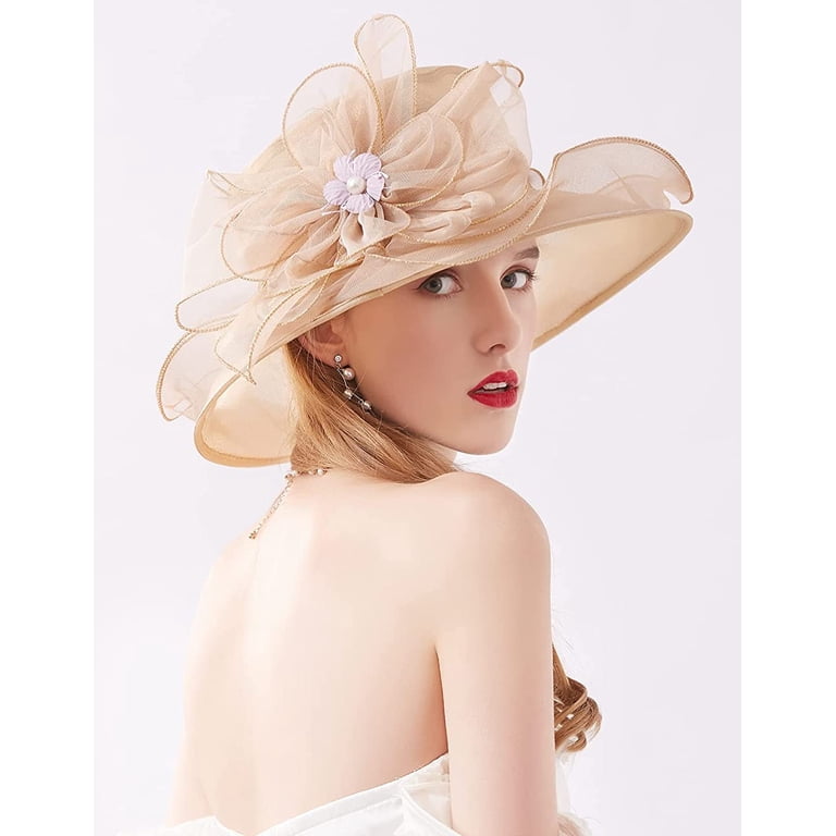 Women\'s Organza Church Derby Hat Wide Brim Sun Hat Fascinator Hat Derby Hats For Women Kentucky Derby Hats Elegant Organza  main image 4
