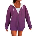 thumbnail image 2 of Fanxing Women's Zip Up Hoodies Gradient Drawstring Hooded Swaetshirts Oversized Fleece Fall Jacket Coat with Pocket Purple M, 2 of 4