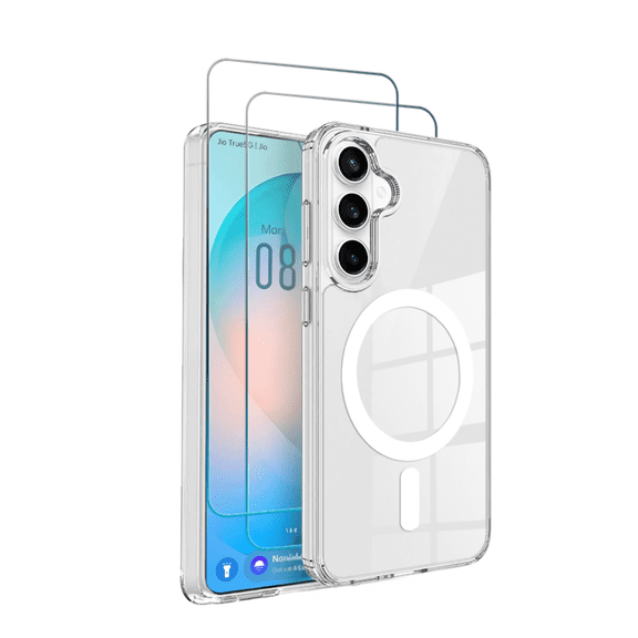 Entronix 3-Piece Combo Compatible with Galaxy S26, Magnetic Clear Case with 2 Screen Protectors, 9H Easy Install