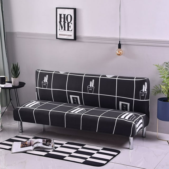 2024 Futon Slipcover Armless Sofa Covers Stretch Sofa Bed Slipcover Protector Elastic (Light Gray Animal)