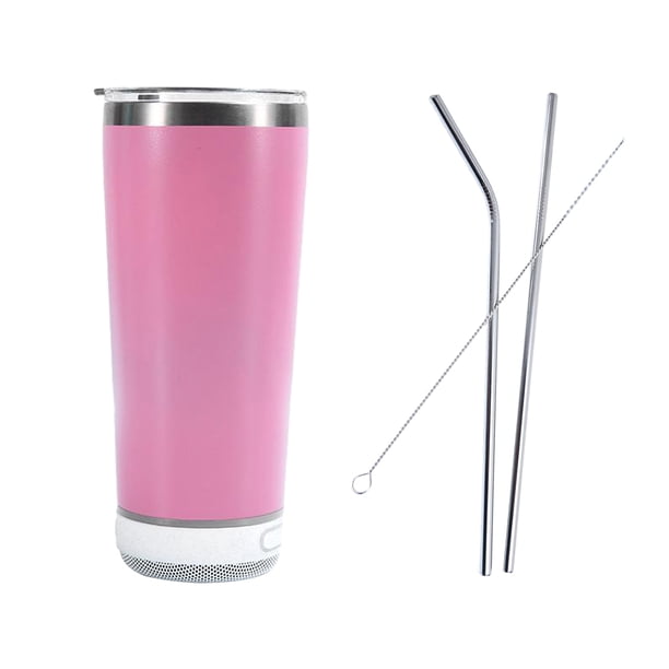 Bearachild Vaso no tóxico con altavoz Bluetooth Anillo de sellado de alimentaria No deformable Resistente a impactos Cocina y Comedor Rosa