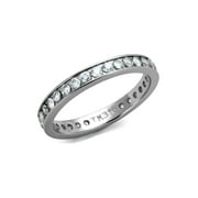 2.8 mm Wide Anniversary Eternity Band Brilliant Designer Ring Stainless Steel