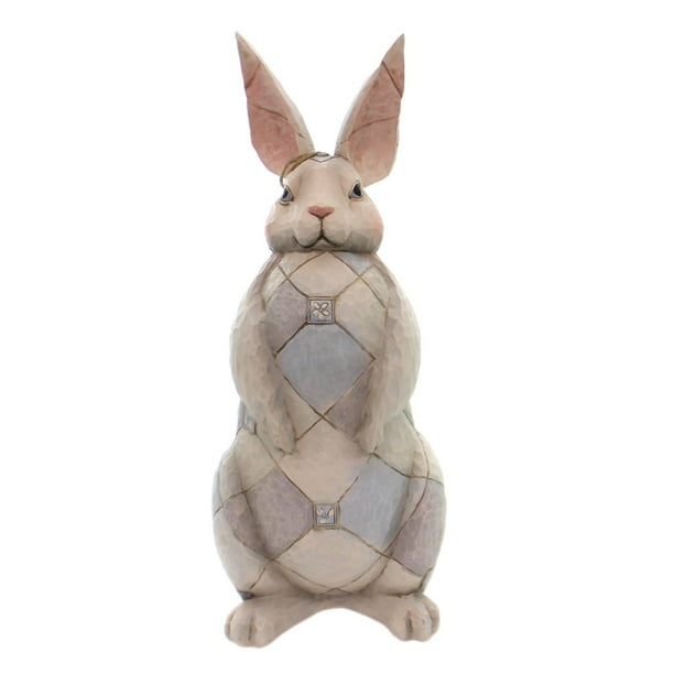 Jim Shore GREY BUNNY GARDEN STATUE Polyresin Rabbit Proud 6001601